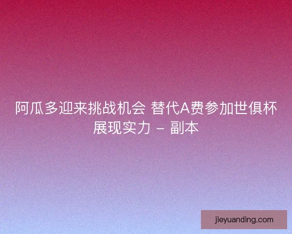 阿瓜多迎来挑战机会 替代A费参加世俱杯展现实力 - 副本