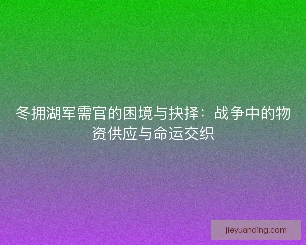 冬拥湖军需官的困境与抉择：战争中的物资供应与命运交织