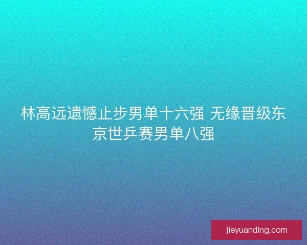 林高远遗憾止步男单十六强 无缘晋级东京世乒赛男单八强