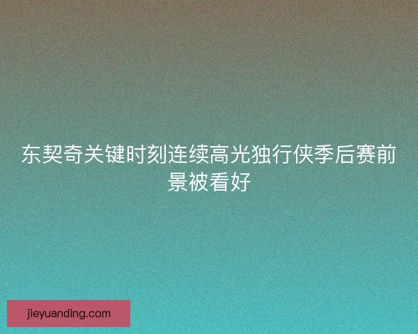 东契奇关键时刻连续高光独行侠季后赛前景被看好