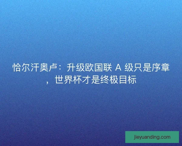 恰尔汗奥卢：升级欧国联 A 级只是序章，世界杯才是终极目标