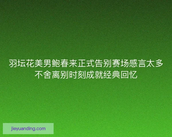 羽坛花美男鲍春来正式告别赛场感言太多不舍离别时刻成就经典回忆