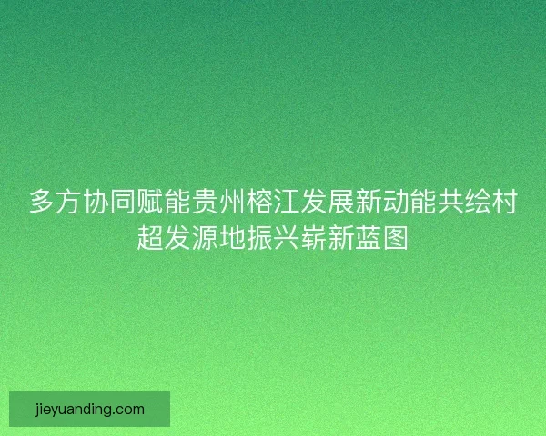 多方协同赋能贵州榕江发展新动能共绘村超发源地振兴崭新蓝图